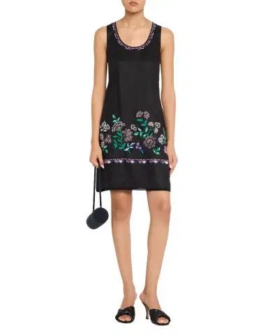 Johnny Was Beaded Floral-Embroidered Linen Tank Dress | Thumbnail 1 Johnny Was Beaded Floral-Embroidered Linen Tank Dress | Thumbnail 1