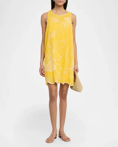 Johnny Was Floral-Embroidered Cotton Mini Shift Dress | Thumbnail 3 Johnny Was Floral-Embroidered Cotton Mini Shift Dress | Thumbnail 3