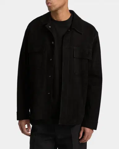 Vince Men 's Suede Snap-Front Shirt Jacket | Thumbnail 3 Vince Men 's Suede Snap-Front Shirt Jacket | Thumbnail 3