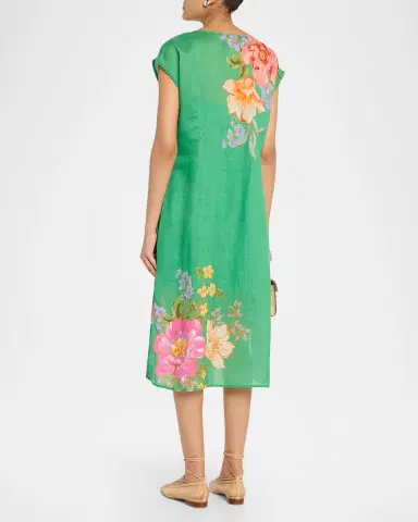 Johnny Was Floral-Print Shift Midi Dress | Thumbnail 2 Johnny Was Floral-Print Shift Midi Dress | Thumbnail 2