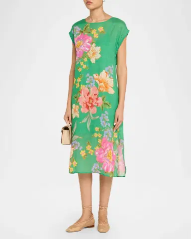 Johnny Was Floral-Print Shift Midi Dress | Thumbnail 3 Johnny Was Floral-Print Shift Midi Dress | Thumbnail 3