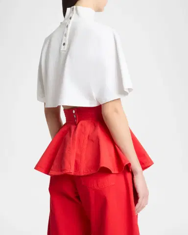 Alaïa Turtleneck Short-Sleeve Crop T-Shirt | Thumbnail 2 Alaïa Turtleneck Short-Sleeve Crop T-Shirt | Thumbnail 2