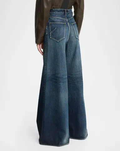 Alaïa High-Rise Denim Wide-Leg Palazzo Pants | Thumbnail 2 Alaïa High-Rise Denim Wide-Leg Palazzo Pants | Thumbnail 2