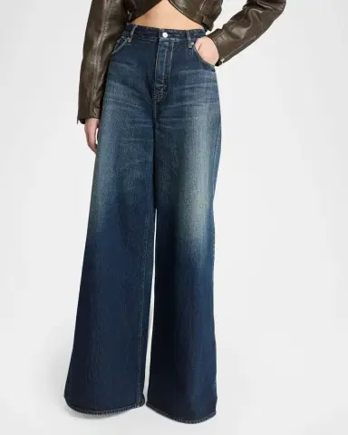 Alaïa High-Rise Denim Wide-Leg Palazzo Pants | Thumbnail 3 Alaïa High-Rise Denim Wide-Leg Palazzo Pants | Thumbnail 3