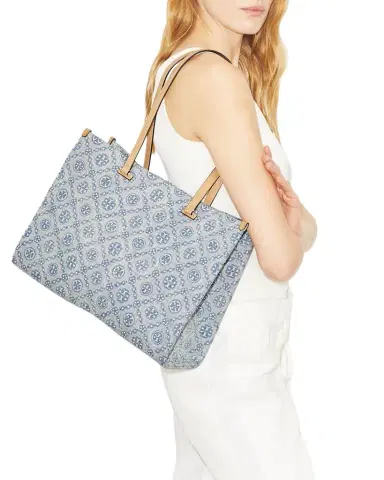Tory Burch T Monogram Denim Tote Bag | Thumbnail 1 Tory Burch T Monogram Denim Tote Bag | Thumbnail 1