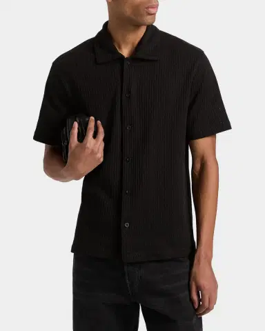 Vince Men 's Pointelle Short-Sleeve Shirt | Thumbnail 3 Vince Men 's Pointelle Short-Sleeve Shirt | Thumbnail 3
