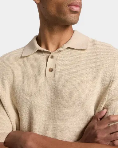 Vince Men 's Cotton and Cashmere Micro-Knit Short-Sleeve Polo Sweater | Thumbnail 3 Vince Men 's Cotton and Cashmere Micro-Knit Short-Sleeve Polo Sweater | Thumbnail 3