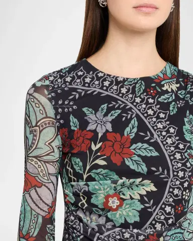 Elie Tahari The Delilah Ruched Floral-Print Mesh Top | Thumbnail 4 Elie Tahari The Delilah Ruched Floral-Print Mesh Top | Thumbnail 4