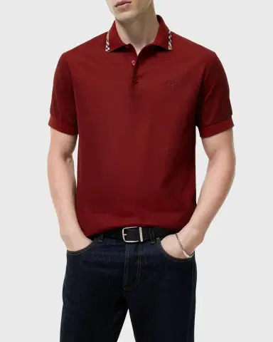Burberry Men's Eddie Check-Trim Cotton Polo Shirt | Thumbnail 2 Burberry Men's Eddie Check-Trim Cotton Polo Shirt | Thumbnail 2