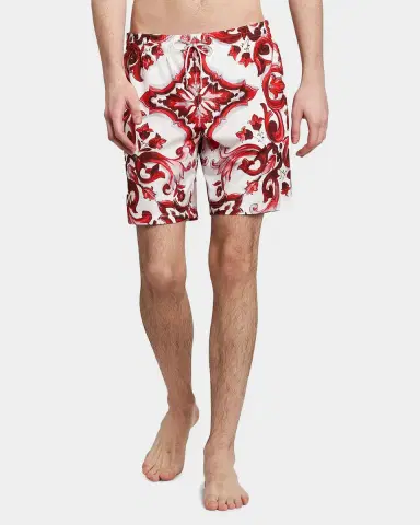 Dolce & Gabbana Men's Majolica-Print Swim Trunks | Thumbnail 5 Dolce & Gabbana Men's Majolica-Print Swim Trunks | Thumbnail 5