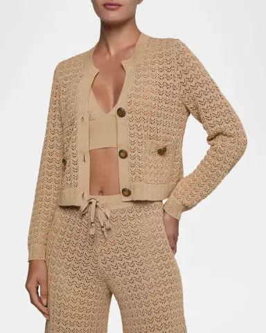 L'Agence Orla Pointelle Knit Cardigan | Thumbnail 3 L'Agence Orla Pointelle Knit Cardigan | Thumbnail 3