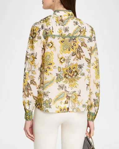 Elie Tahari The Athena Lace-Trim Floral Pintuck Blouse | Thumbnail 2 Elie Tahari The Athena Lace-Trim Floral Pintuck Blouse | Thumbnail 2