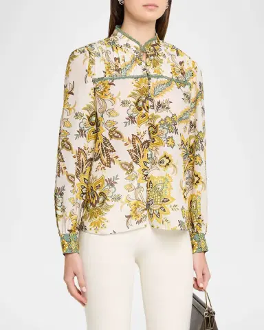 Elie Tahari The Athena Lace-Trim Floral Pintuck Blouse | Thumbnail 3 Elie Tahari The Athena Lace-Trim Floral Pintuck Blouse | Thumbnail 3