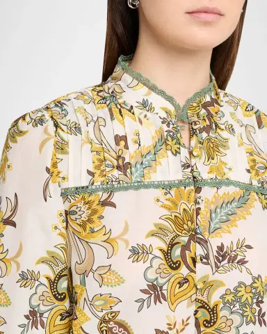 Elie Tahari The Athena Lace-Trim Floral Pintuck Blouse | Thumbnail 4 Elie Tahari The Athena Lace-Trim Floral Pintuck Blouse | Thumbnail 4