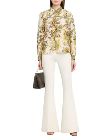 Elie Tahari The Athena Lace-Trim Floral Pintuck Blouse | Thumbnail 1 Elie Tahari The Athena Lace-Trim Floral Pintuck Blouse | Thumbnail 1