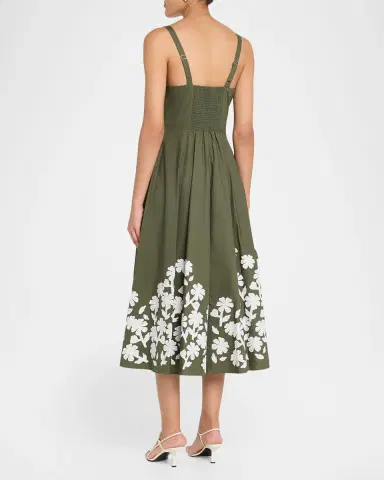 Elie Tahari The Victoria Floral Applique Cotton Midi Dress | Thumbnail 2 Elie Tahari The Victoria Floral Applique Cotton Midi Dress | Thumbnail 2