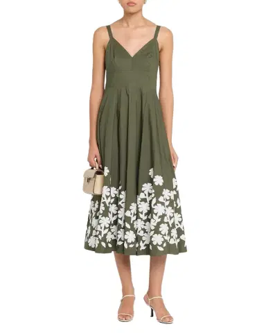 Elie Tahari The Victoria Floral Applique Cotton Midi Dress | Thumbnail 1 Elie Tahari The Victoria Floral Applique Cotton Midi Dress | Thumbnail 1