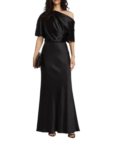 Amsale Draped Satin One-Shoulder Gown | Thumbnail 1 Amsale Draped Satin One-Shoulder Gown | Thumbnail 1