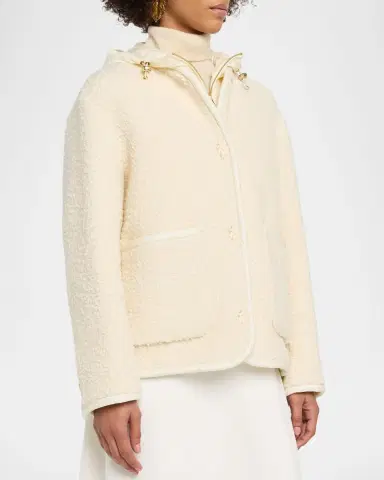 Moncler Hylesine Boucle Jacket w/ Quilted Hood | Thumbnail 3 Moncler Hylesine Boucle Jacket w/ Quilted Hood | Thumbnail 3