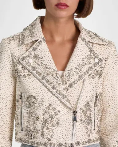 ALICE + OLIVIA Avril Embellished Vegan Leather Jacket | Thumbnail 4 ALICE + OLIVIA Avril Embellished Vegan Leather Jacket | Thumbnail 4
