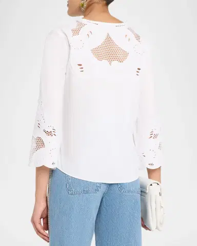 Veronica Beard Suniva Embroidered Cotton Top | Thumbnail 2 Veronica Beard Suniva Embroidered Cotton Top | Thumbnail 2