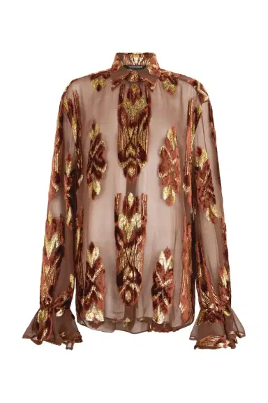 Roberto Cavalli Brown Fil Coupé Shirt | Thumbnail 1 Roberto Cavalli Brown Fil Coupé Shirt | Thumbnail 1