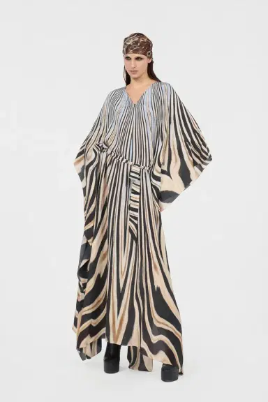 Roberto Cavalli Zebra Print Silk Kaftan Dress | Thumbnail 6 Roberto Cavalli Zebra Print Silk Kaftan Dress | Thumbnail 6