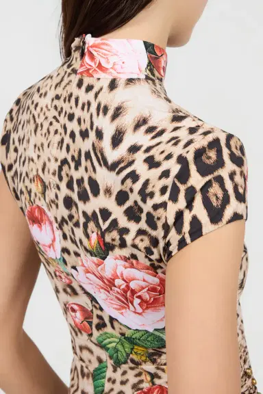 Roberto Cavalli Jaguar Roses Print Mini Dress | Thumbnail 5 Roberto Cavalli Jaguar Roses Print Mini Dress | Thumbnail 5