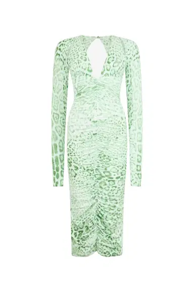 Roberto Cavalli Jaguar Mint Print Midi Dress | Thumbnail 1 Roberto Cavalli Jaguar Mint Print Midi Dress | Thumbnail 1