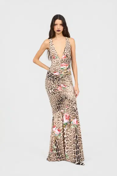 Roberto Cavalli Jaguar Roses Print Dress | Thumbnail 2 Roberto Cavalli Jaguar Roses Print Dress | Thumbnail 2