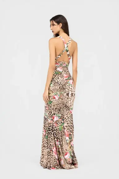 Roberto Cavalli Jaguar Roses Print Dress | Thumbnail 3 Roberto Cavalli Jaguar Roses Print Dress | Thumbnail 3