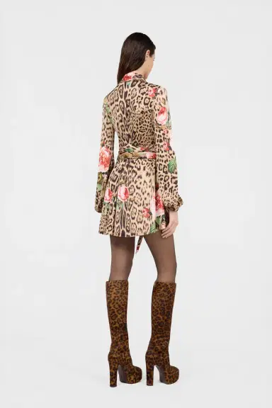 Roberto Cavalli Mini Dress Jaguar Roses Print | Thumbnail 3 Roberto Cavalli Mini Dress Jaguar Roses Print | Thumbnail 3