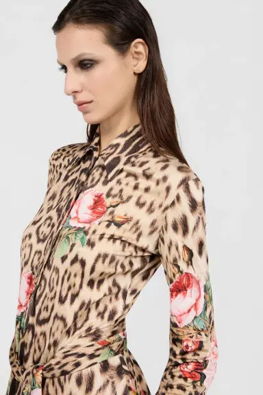 Roberto Cavalli Mini Dress Jaguar Roses Print | Thumbnail 4 Roberto Cavalli Mini Dress Jaguar Roses Print | Thumbnail 4