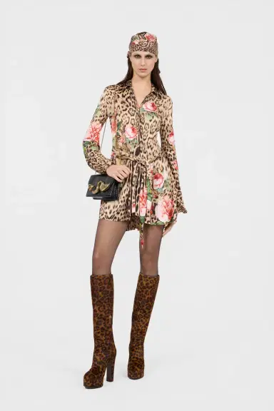 Roberto Cavalli Mini Dress Jaguar Roses Print | Thumbnail 6 Roberto Cavalli Mini Dress Jaguar Roses Print | Thumbnail 6