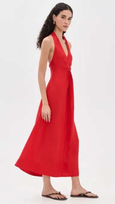 Apiece Apart Salome Halter Maxi Dress Red | Thumbnail 4 Apiece Apart Salome Halter Maxi Dress Red | Thumbnail 4