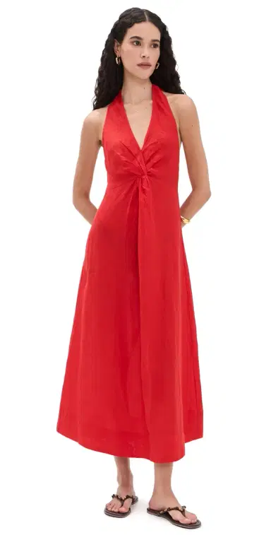 Apiece Apart Salome Halter Maxi Dress Red | Thumbnail 1 Apiece Apart Salome Halter Maxi Dress Red | Thumbnail 1