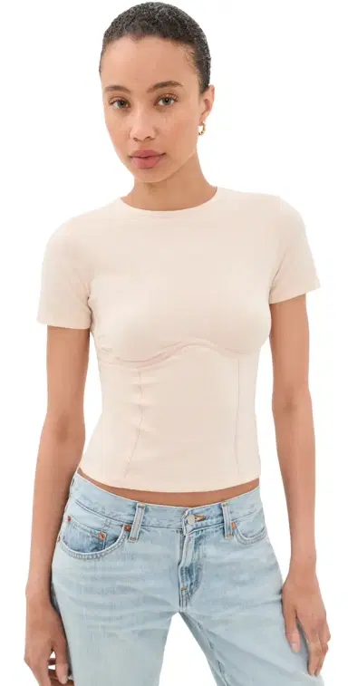 Fleur du Mal Cotton T-Shirt Tahini | Thumbnail 1 Fleur du Mal Cotton T-Shirt Tahini | Thumbnail 1