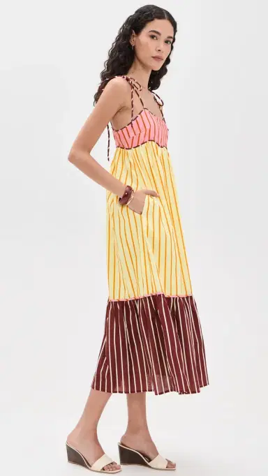 English Factory Colorblock tripe Sleeveless Midi Dress Multi | Thumbnail 4 English Factory Colorblock tripe Sleeveless Midi Dress Multi | Thumbnail 4