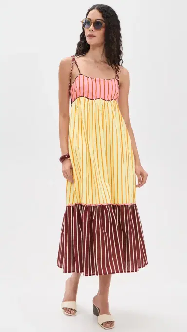 English Factory Colorblock tripe Sleeveless Midi Dress Multi | Thumbnail 5 English Factory Colorblock tripe Sleeveless Midi Dress Multi | Thumbnail 5