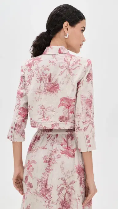 L'AGENCE Eda 3/4 Sleeve Crop Jacket Tan Multi Textured Jungle Toil | Thumbnail 3 L'AGENCE Eda 3/4 Sleeve Crop Jacket Tan Multi Textured Jungle Toil | Thumbnail 3