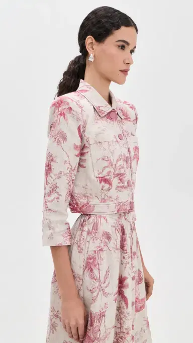 L'AGENCE Eda 3/4 Sleeve Crop Jacket Tan Multi Textured Jungle Toil | Thumbnail 4 L'AGENCE Eda 3/4 Sleeve Crop Jacket Tan Multi Textured Jungle Toil | Thumbnail 4