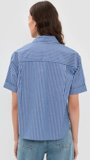 rag & bone Connie hort leeve tripe hirt Blue tripe | Thumbnail 3 rag & bone Connie hort leeve tripe hirt Blue tripe | Thumbnail 3
