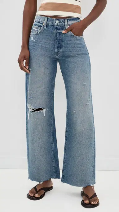 PAIGE Arellia Skimmer Covered Button Fly Wide Leg Jeans Terazzo Destructed | Thumbnail 2 PAIGE Arellia Skimmer Covered Button Fly Wide Leg Jeans Terazzo Destructed | Thumbnail 2