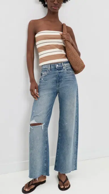 PAIGE Arellia Skimmer Covered Button Fly Wide Leg Jeans Terazzo Destructed | Thumbnail 5 PAIGE Arellia Skimmer Covered Button Fly Wide Leg Jeans Terazzo Destructed | Thumbnail 5