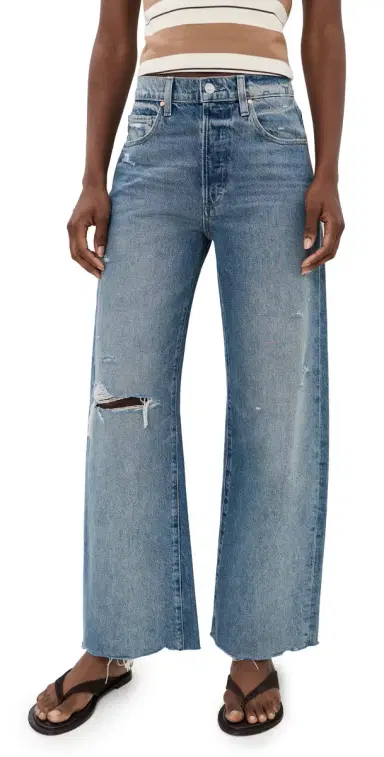 PAIGE Arellia Skimmer Covered Button Fly Wide Leg Jeans Terazzo Destructed | Thumbnail 1 PAIGE Arellia Skimmer Covered Button Fly Wide Leg Jeans Terazzo Destructed | Thumbnail 1