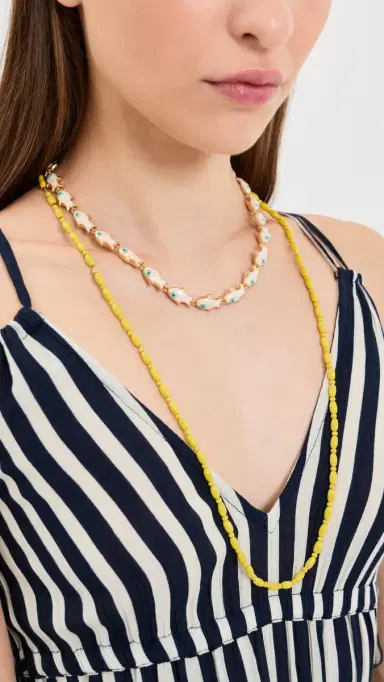 Clare V. Enamel Bead Necklace Yellow One Size | Thumbnail 3 Clare V. Enamel Bead Necklace Yellow One Size | Thumbnail 3