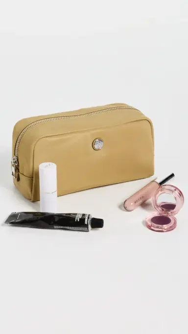 Tory Burch Twist Medium Cosmetic Case Warm Bread One Size | Thumbnail 4 Tory Burch Twist Medium Cosmetic Case Warm Bread One Size | Thumbnail 4