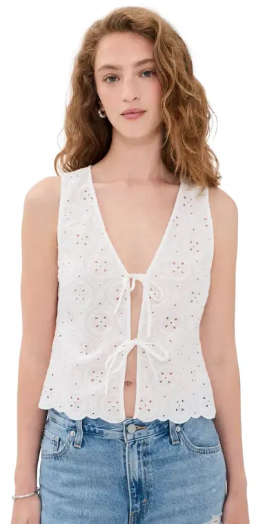 Onia Tie Front Tank Top White | Thumbnail 1 Onia Tie Front Tank Top White | Thumbnail 1
