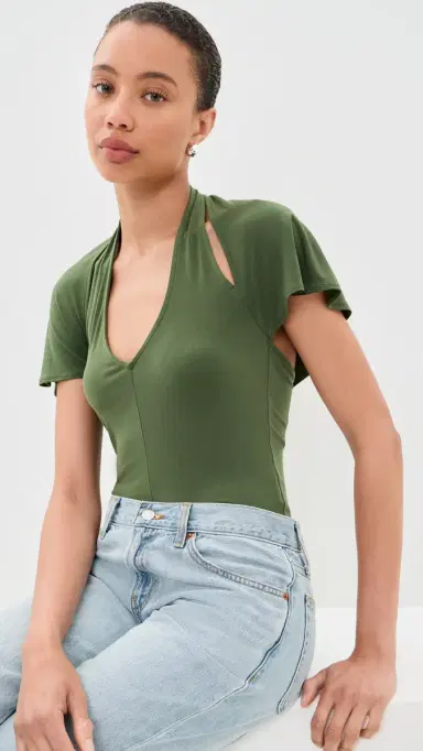 Sandy Liang Bellini Top Olive | Thumbnail 2 Sandy Liang Bellini Top Olive | Thumbnail 2
