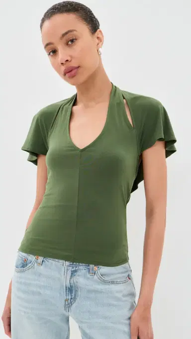 Sandy Liang Bellini Top Olive | Thumbnail 3 Sandy Liang Bellini Top Olive | Thumbnail 3